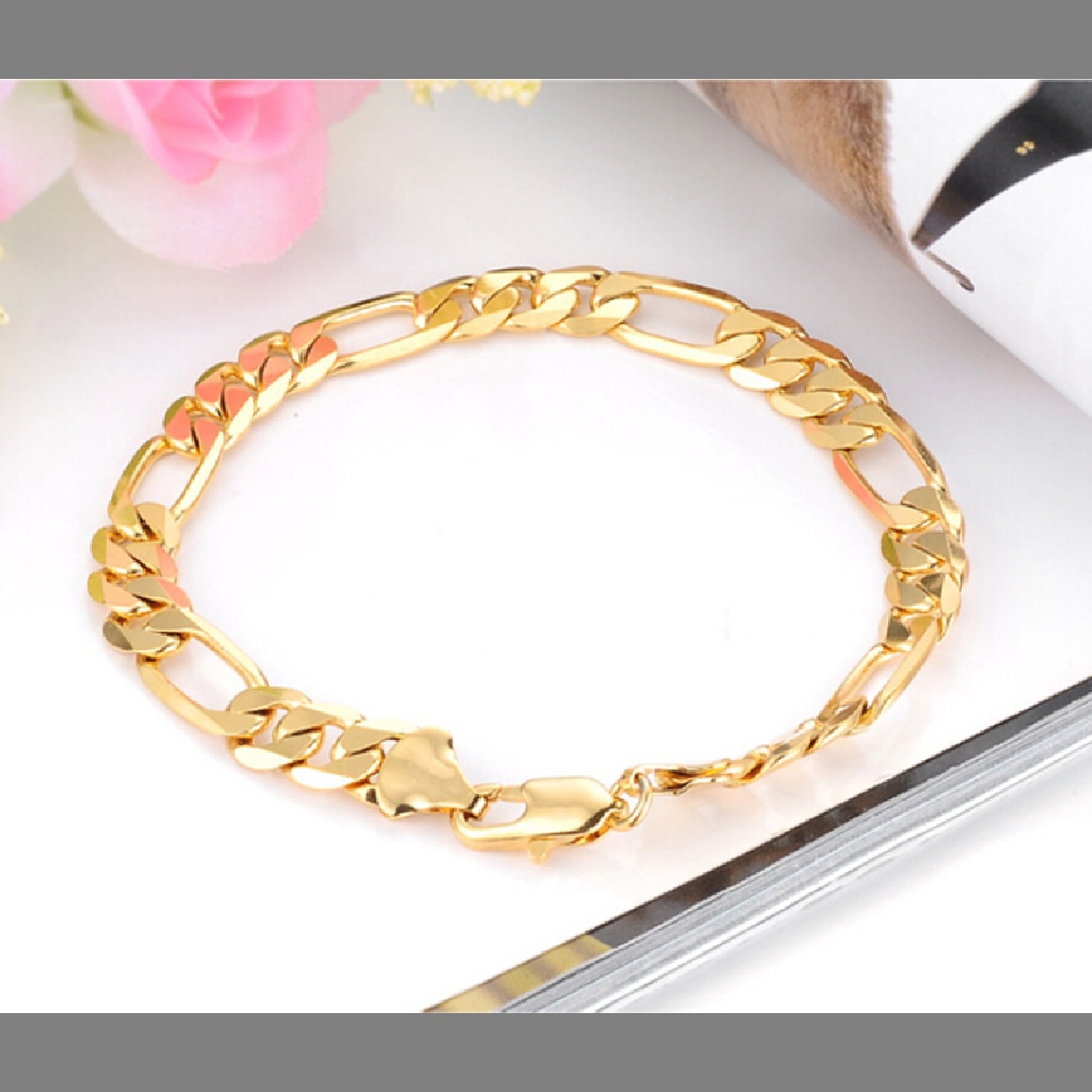 (AdornmentNo1) 2015 Gelang Tangan Rantai Lapis Emas 18K Untuk Pria