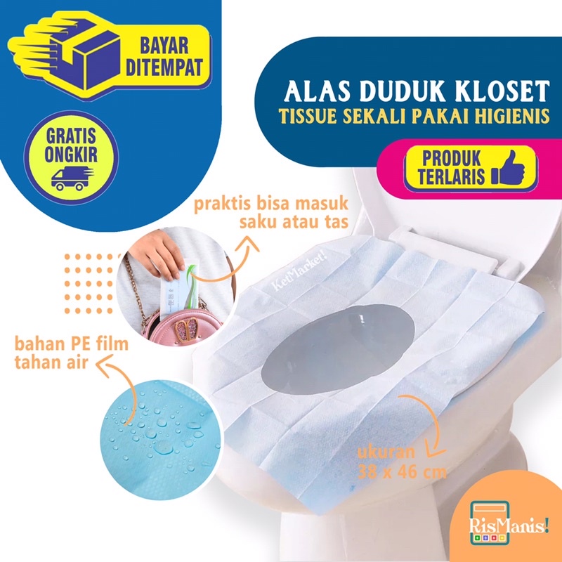 DISPOSABLE TOILET SEAT COVER - 1 pcs Tissue Alas Duduk Kloset Tahan Air Sekali Pakai Higienis Praktis Aman