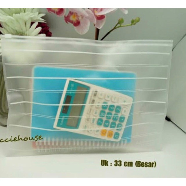 

Map Transparant Besar 33cm with zip bag [ grosirku ]