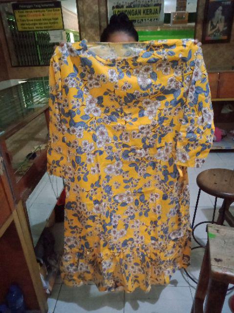 Gamis Katun Kaktus Etnik Retro Batik Rempel Jumbo Xl Busui
