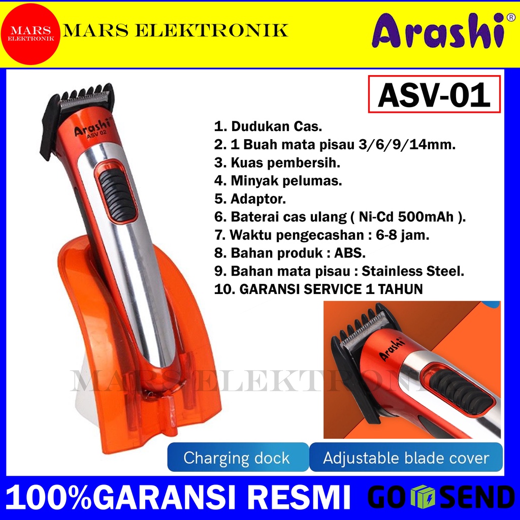 ALAT CUKUR ARASHI ASV-02 / MESIN CUKUR RAMBUT ARASHI ASV 02 /  KETAM RAMBUT /  SHAVER / ALAT POTONG 