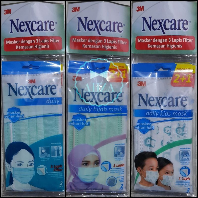 AHZA 3M Nexcare 3 Ply Daily Mask(Masker EARLOOP, HIJAB,&amp; ANAK)