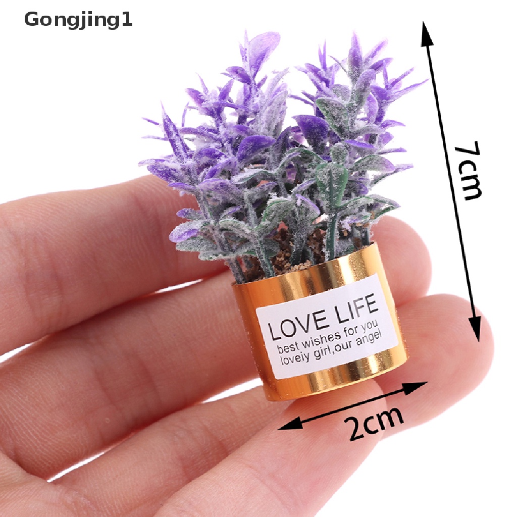 Gongjing1 1Pc Pot Tanaman Lavender Mini Skala 1: 12 Untuk Dekorasi Rumah Boneka