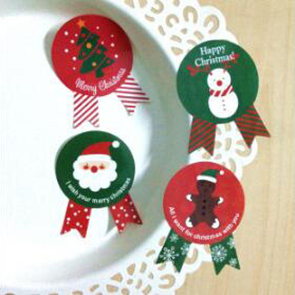 [Elegan] Stiker Natal Seri Kacang Desain Merry X'mas Pohon DIY/Snowman Seal Multifungsi Dekorasi Sticker