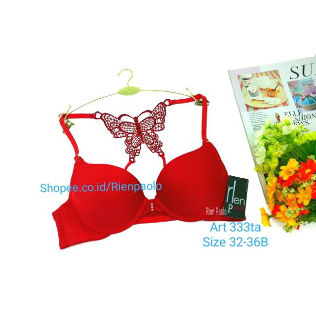 Bra BH Kait Depan Celana Dalam CD G String Lingerie Set Sexy Motif Kupu - Kupu Hot Kawat Import Rien