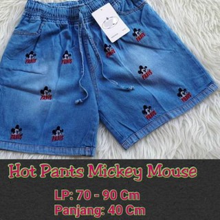 MICKEY Hotpants Celana Pendek Jeans Wanita Motif Bordir Mickey