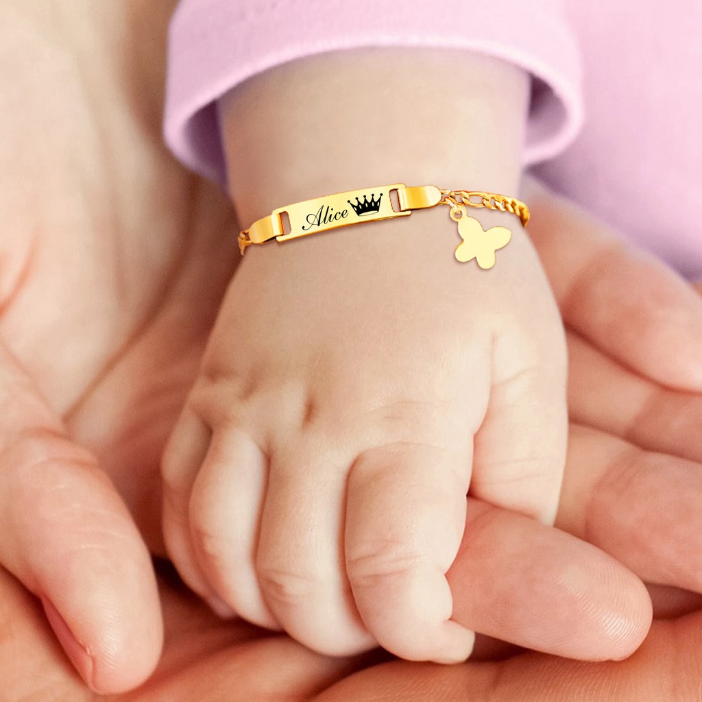 Gelang hypoallergenic Dengan Liontin Kupu-Kupu Bahan titanium steel Untuk Anak DIY