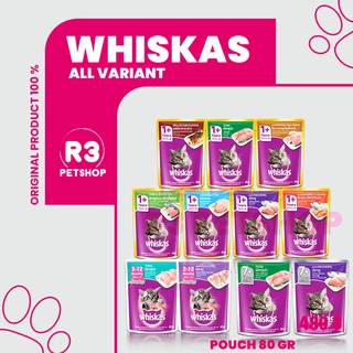 Makanan basah murah untuk Kucing WHISKAS Pouch 80gr All Varian 1dus @24pcs