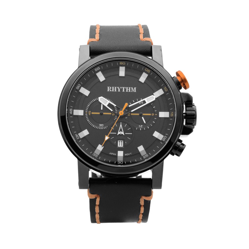 Rhythm SI1604L03 Chronograph Jam Tangan Pria Leather Strap