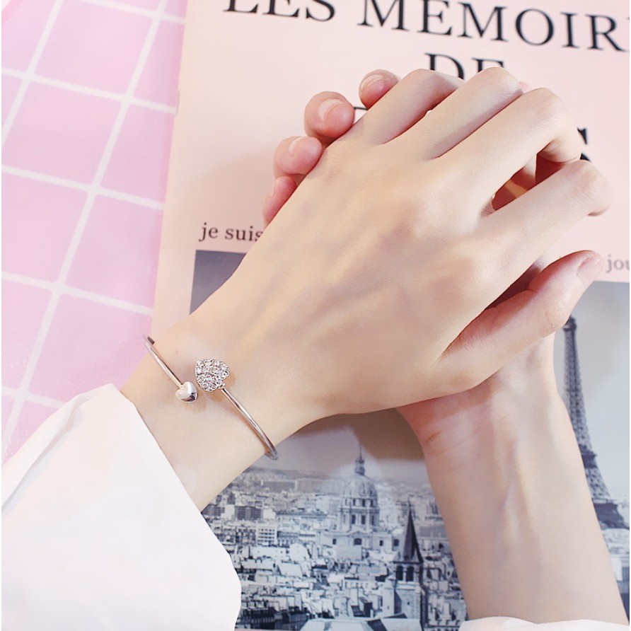 Gelang Wanita LOVE Open Cuff Korea Titanium Alloy Aksesoris Fashion Korea Women Bangle Bisa untuk Pria