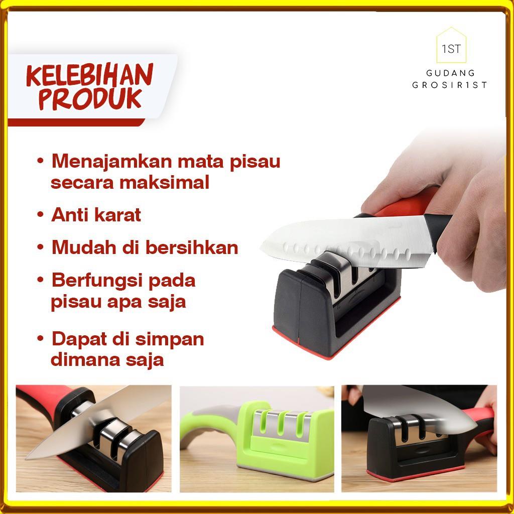 Alat Pengasah Pisau dengan Pegangan Ergonomis | 3 Tahap Asahan | Knife Sharpener with handle