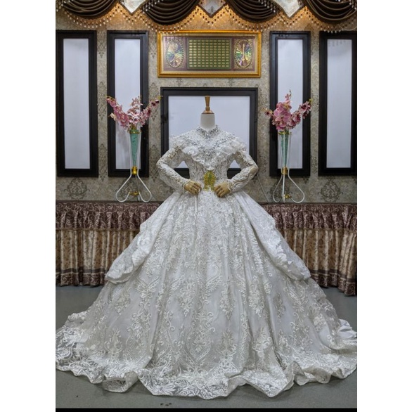 GAUN PENGANTIN BARBIE TILE TRIDI BEREKOR PANJANG//GAUN WEDDING