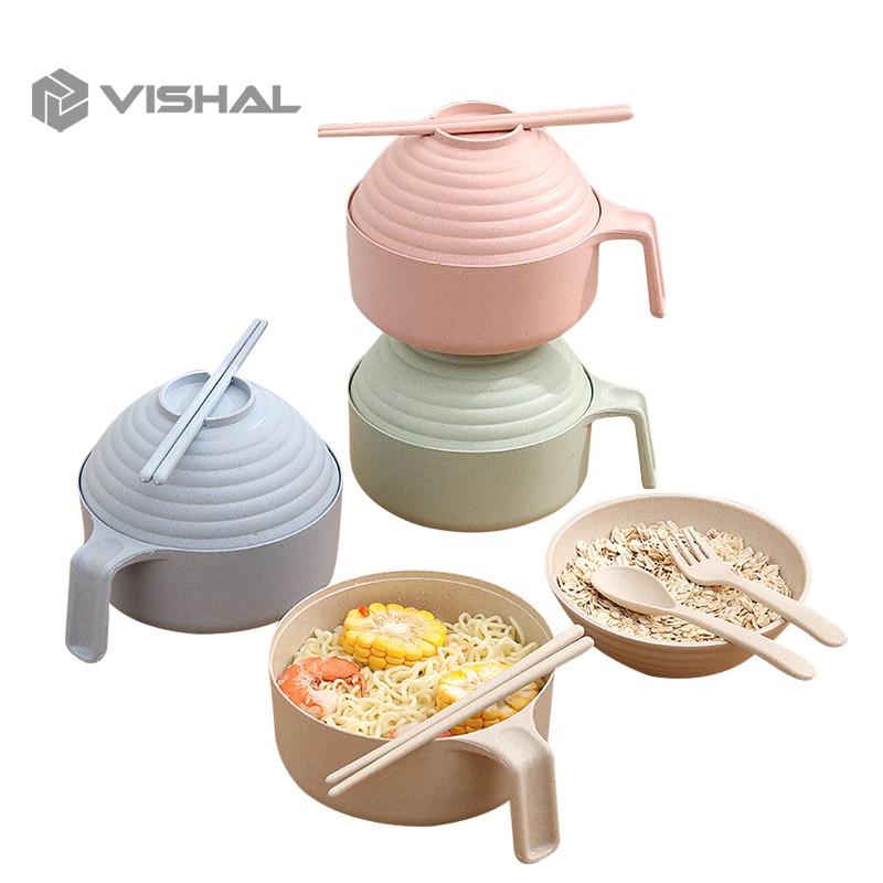 VISHAL Set Mangkok 6 in 1 Mangkuk Wheat Straw Serbaguna COVER THE CUP BOWL VS-42