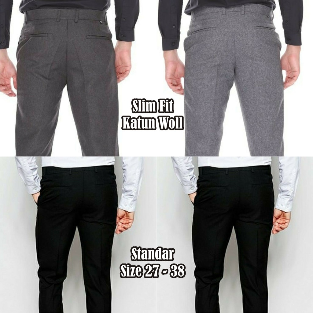 Mickonova Celana Kantor Panjang Pria Slimfit Formal Clana Kain Cowok Slim Fit Bahan Kain Wool Kantoran