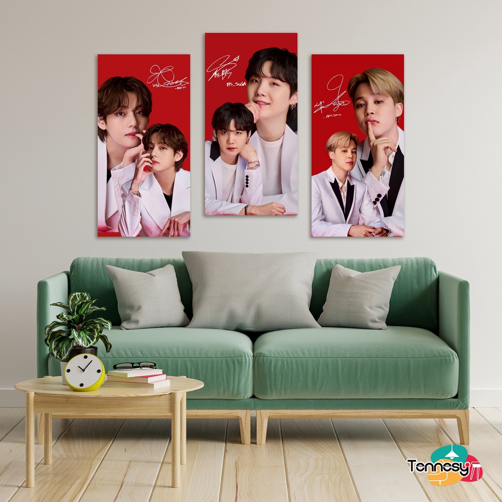 HIASAN DINDING BTS RED SIGN 10x20CM WALL DECOR PAJANGAN POSTER DEKORASI DINDING KAMAR TIDUR RUMAH