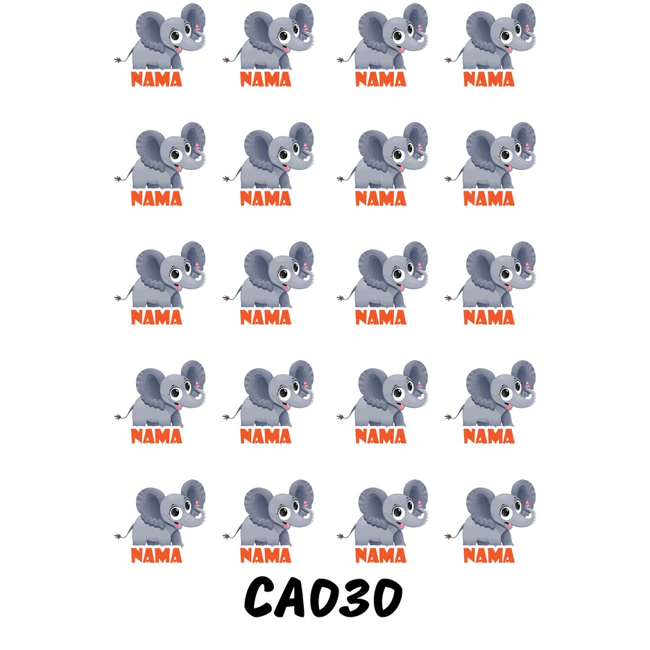 

Sticker Nama Cutting Label Waterproof Tahan Air Elephant (CA030)