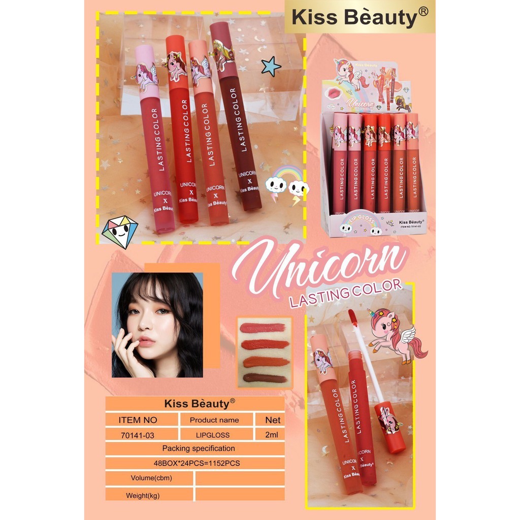 [Per Batang] Lipcream Unicorn X Kiss Beauty Lasting Color