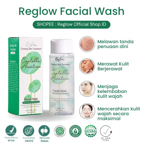 Facial Wash Reglow dr Shindy Putri Sabun Flek Hitam Perawatan Pembersih Wajah Glowing Anti Aging Rglow Skincare Penghilang Komedo Milia Untuk Kulit Kering Berminyak Sensitif Original Official Store