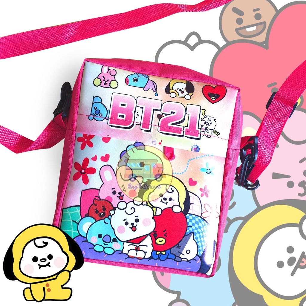 Tas Anak selempang / sling bag anak / tas anak karakter BTS bt21 LOL