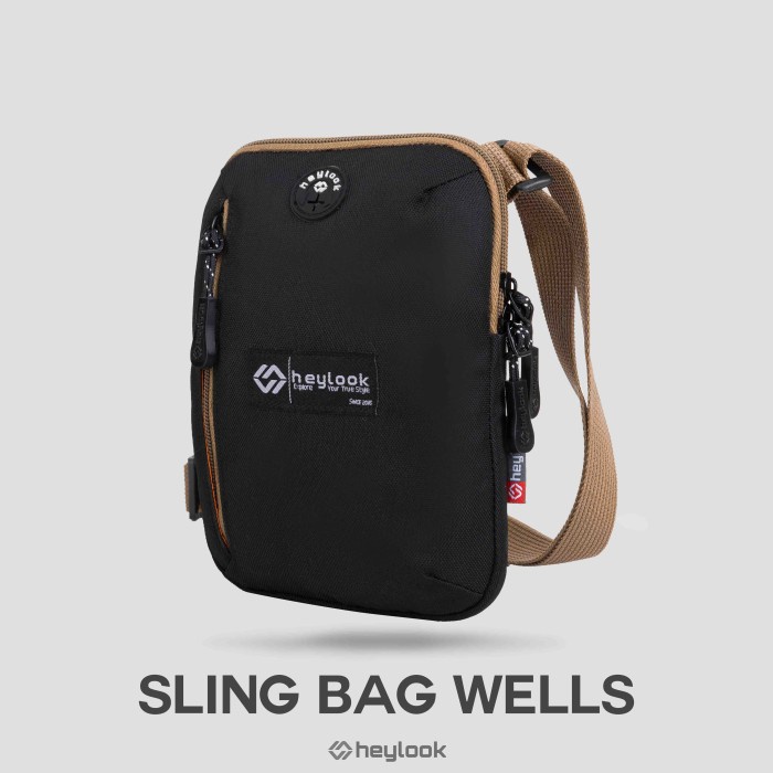 [MURAH] [COD] TAS SELEMPANG PRIA WELLS SLING BAG PRIA TAS SLEMPANG MINI COWOK - Hitam