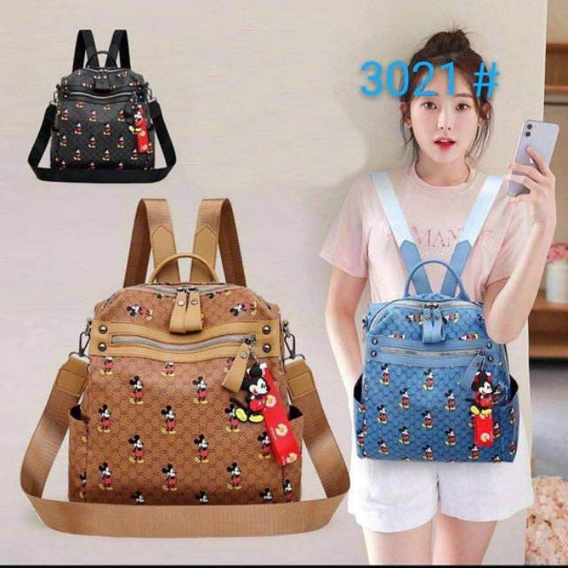 Tas Ransel Mickey Wanita 3021 3IN1 Waterproof Tas Batam Import