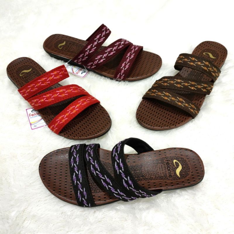 Sandal wanita terbaru... sandal fashion keren ban 3 silang motif kerlip. Felonie