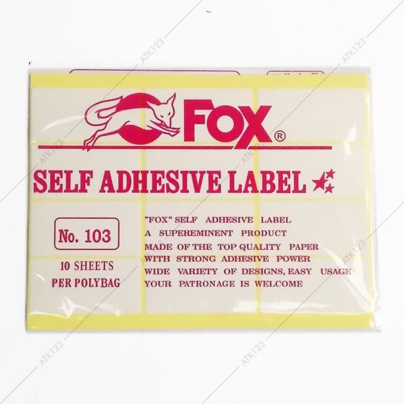 

Fox label no.103 isi 10 lembar