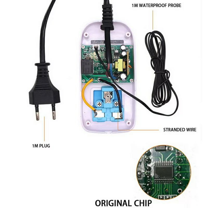 AC 110-220V Digital Thermostat Suhu Pendingin Pemanasan Soket Outlet NTC Sensor W2001 Digital