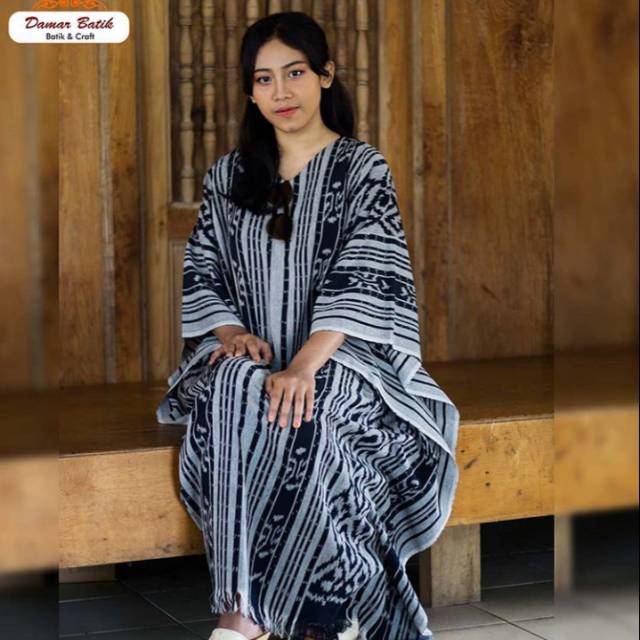 Kaftan tenun motif toraja abu + free masker