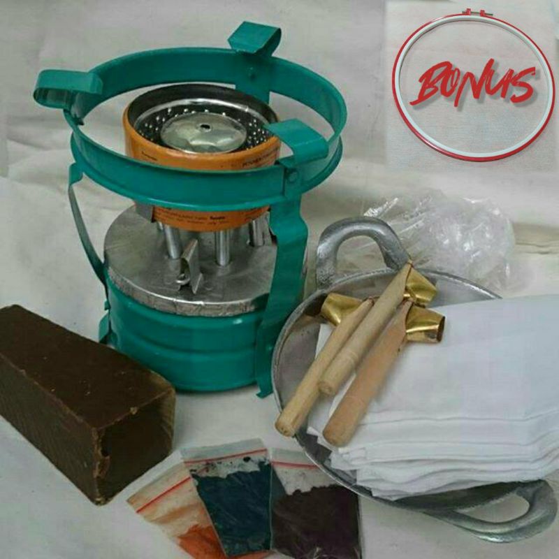 

Paket Alat Batik Set Lengkap | Kompor canting malam pewarna mori wajan waterglass batik
