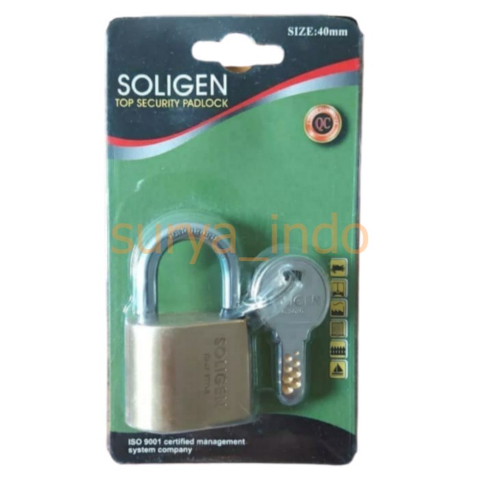 GEMBOK / KUNCI PENDEK PINTU PAGAR RUMAH BESI 40MM SOLIGEN HIGH QUALITY