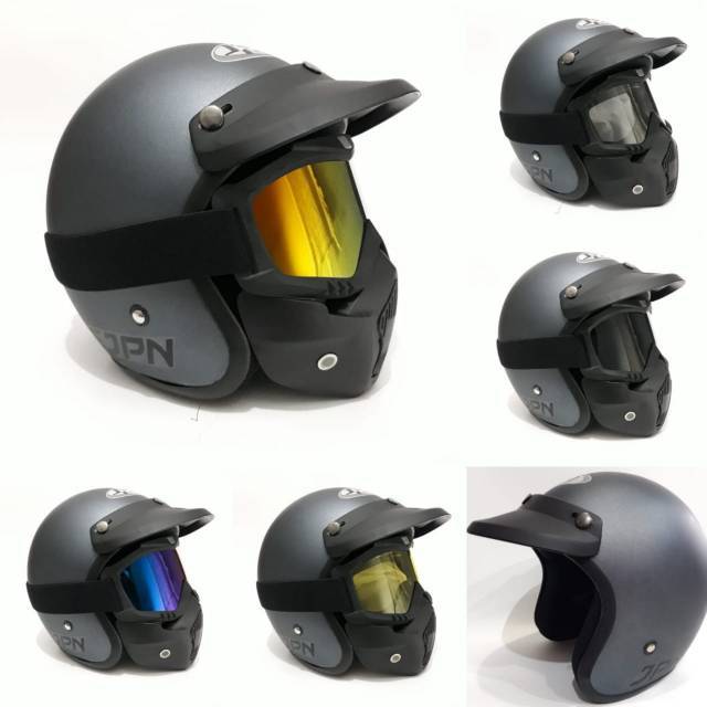 Helm JPN ARC GREY DOF DENGAN GOGGLES MASK