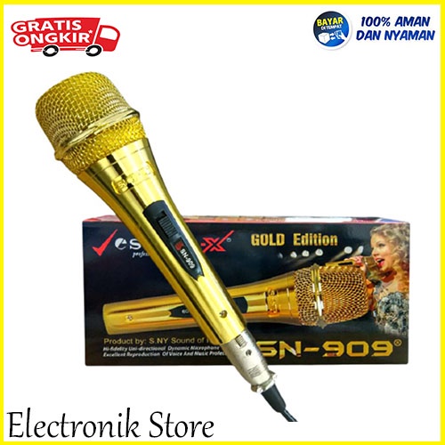 Microphone Sony SN 909 Gold MiK / Mikropon / Mic Kabel Suara Jernih Microfon