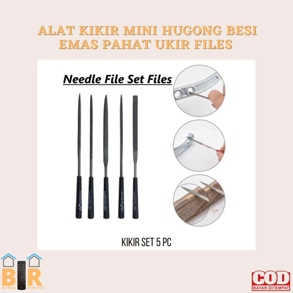 Alat Kikir Mini HUGONG BESI EMAS PAHAT UKIR FILES 3 4 dan 5 mm (10 PC )