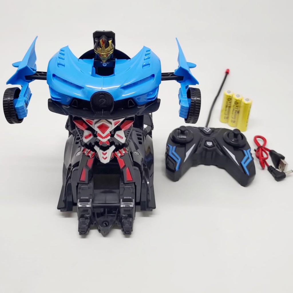 RC TRANSFORMER 1: 18 MOBIL REMOT JADI ROBOT BATERAI CHARGE dan CHARGER