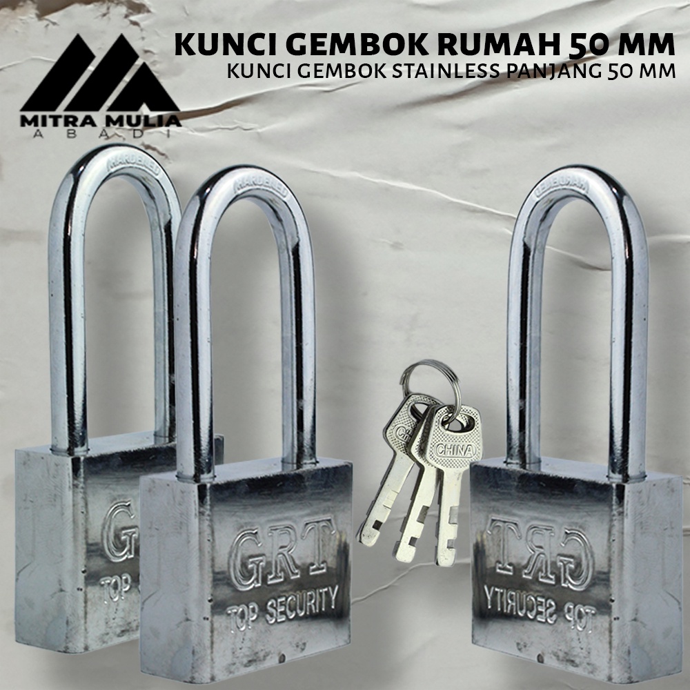 Kunci Gembok Stainless Panjang 50 mm l Iron Pad Lock l Leher Panjang