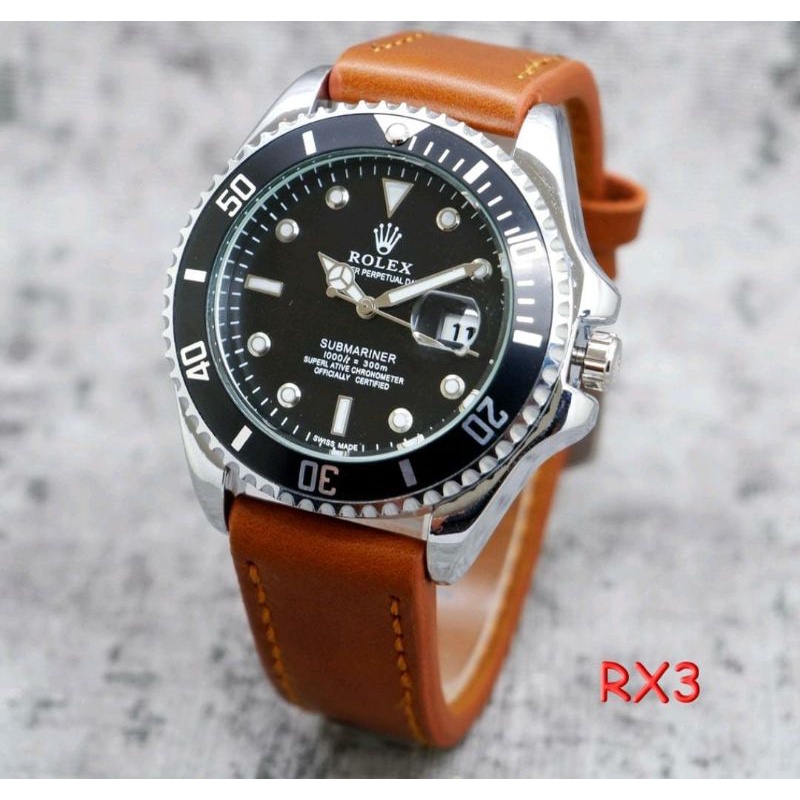 TRENDINGGGGGG JAM TANGAN KULIT SUBMARINER TANGGAL AKTIF JAM TANGAN KULIT