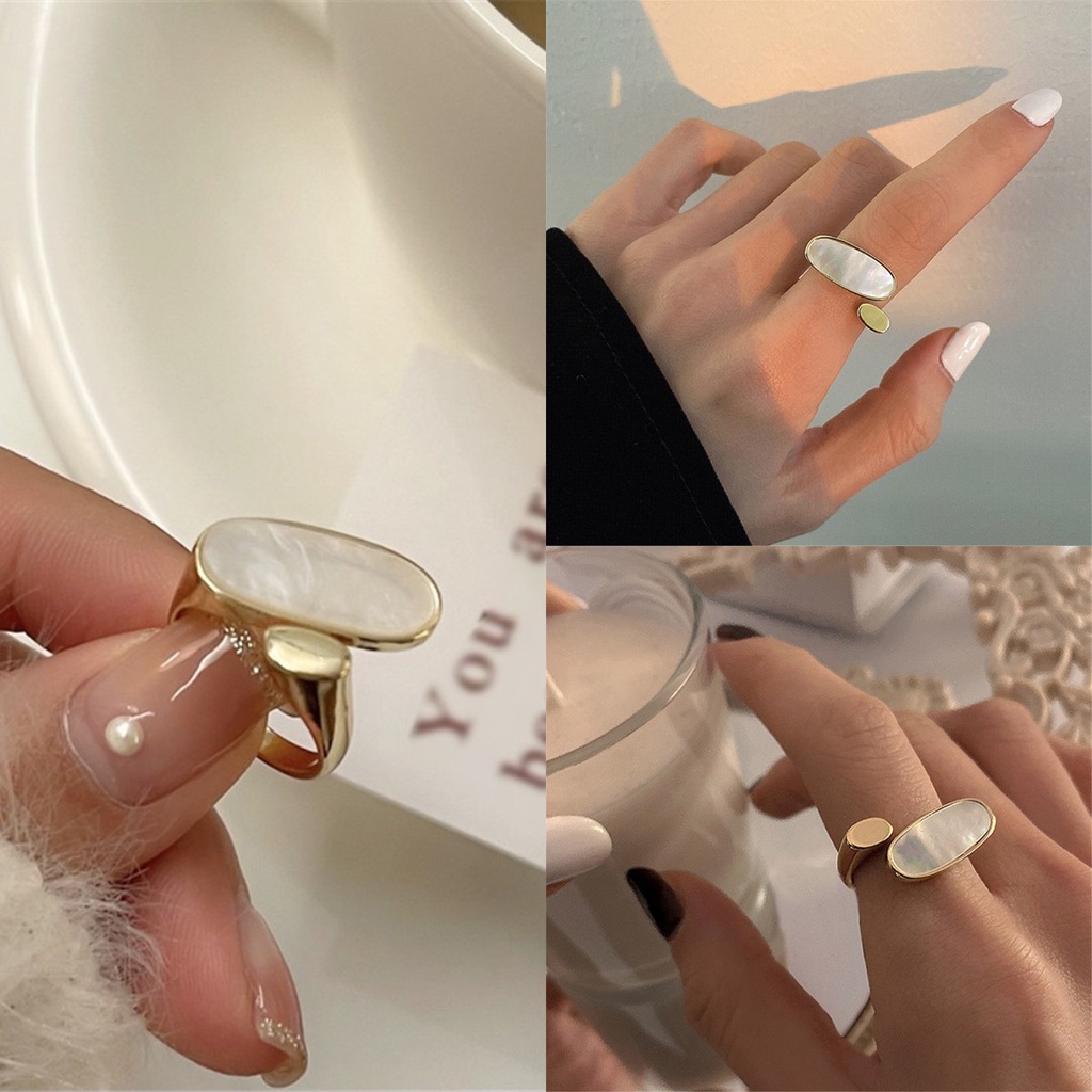 【COD Tangding】Cincin Jari Telunjuk Model Terbuka Dapat Disesuaikan Desain Geometris Gaya Korea Untuk Aksesoris