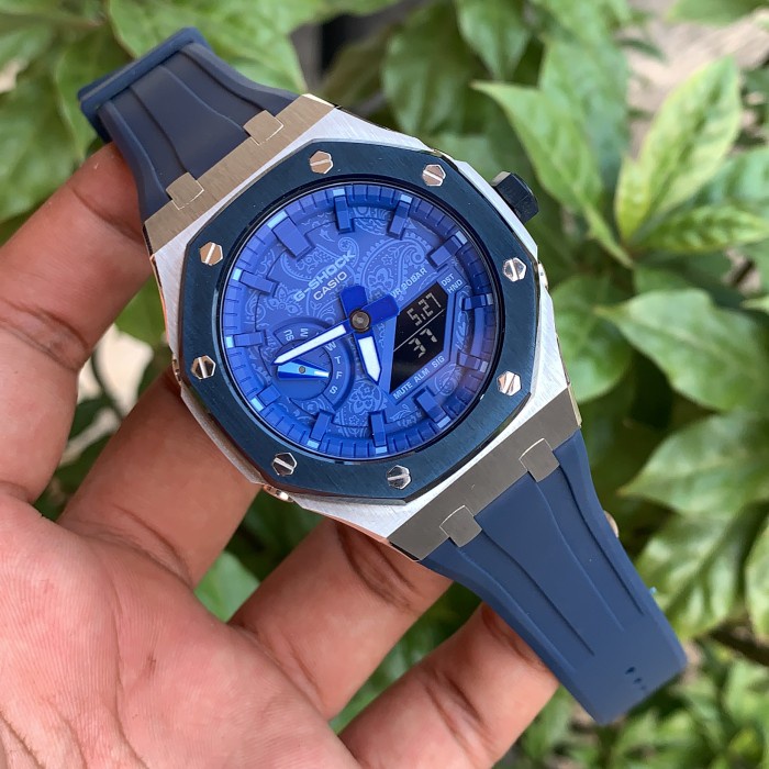 Jam Tangan Casio Oak Gshock GA2100 Silver Blue Gen4