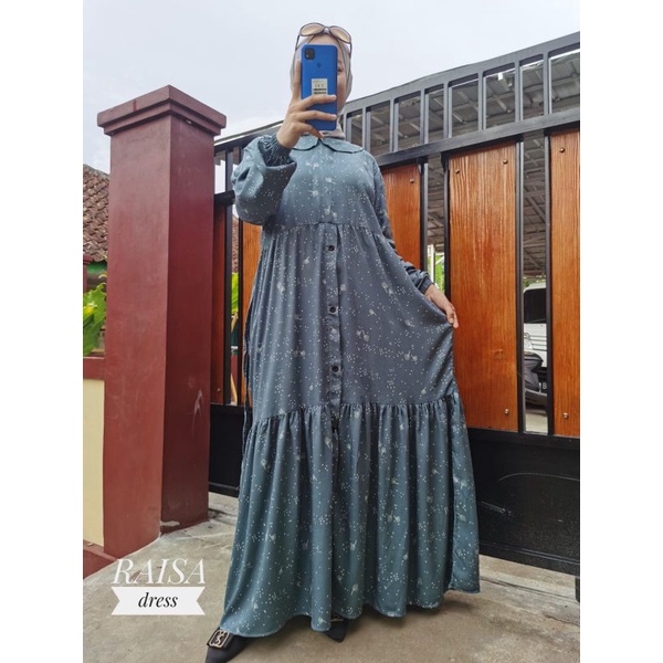 Raisa dress / Gamis rayon motif / Gamis kondangan /Larossa official