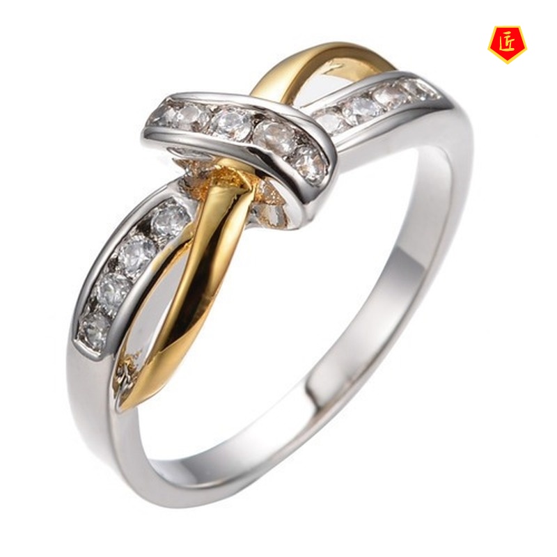 [Ready Stock]Creative 925 Silver Ring 18K Gold Color Separation