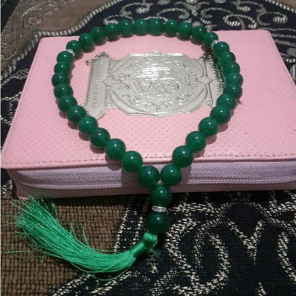 Tasbih Batu Giok Hijau 33 Butir 10mm Original