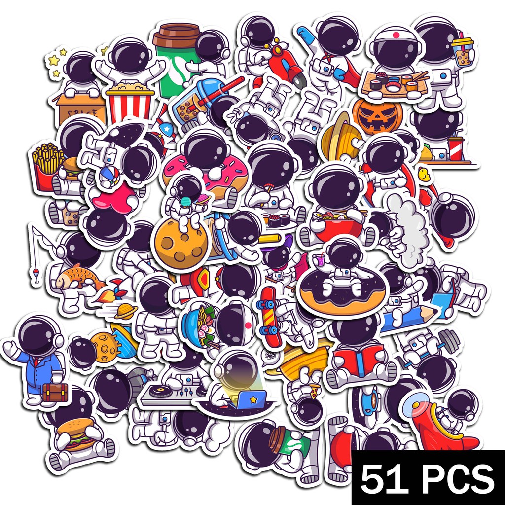 

50 pcs Stiker Desain ST211 Lucu untuk hp laptop helm motor mobil buku astronot