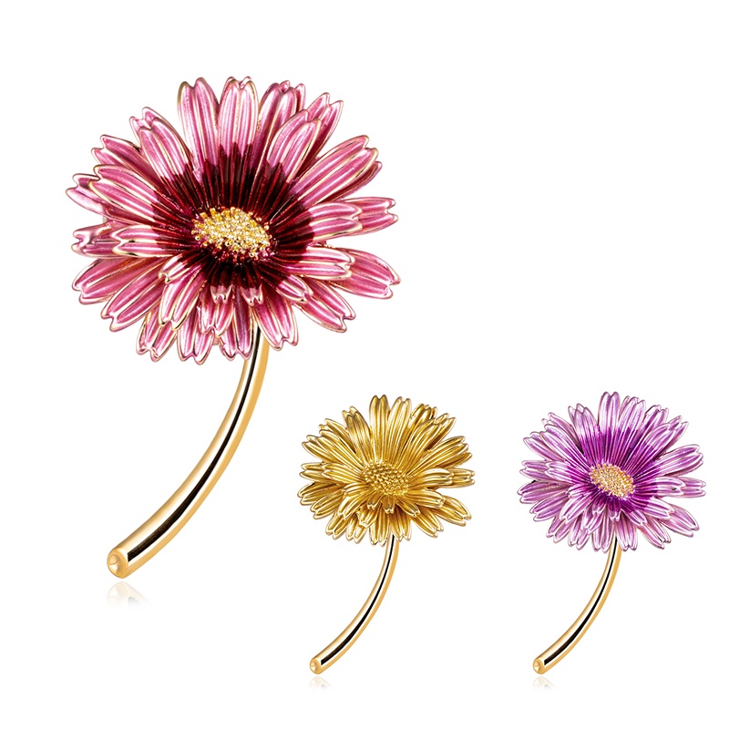 Bros Pin Enamel Bentuk Bunga Daisy Untuk Kerah