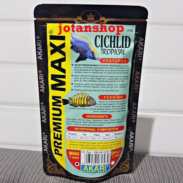 AKARI PREMIUM MAXI CICHLID Tropical ciklid ciclid multi color Pelet Makanan Ikan 100gr