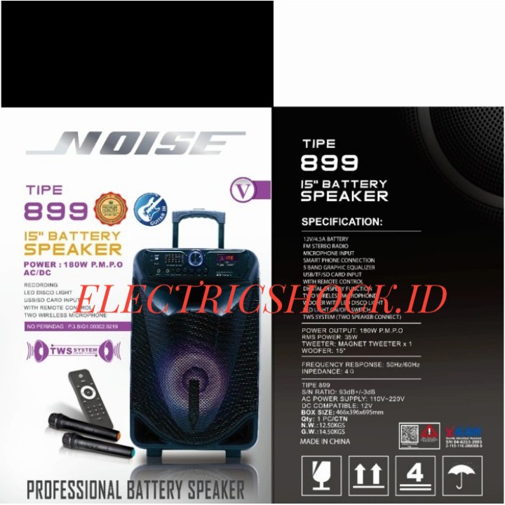 SPEAKER PORTABLE AKTIF NOISE 899V / 899 V ORIGINAL 15inc USB BT MP3TWS