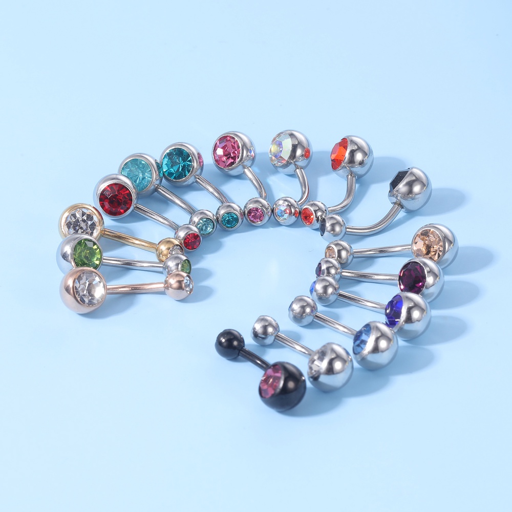 1pc Cincin Tindik Perut Bahan Stainless Steel 18 Warna Aksen Kristal Opal Untuk Wanita