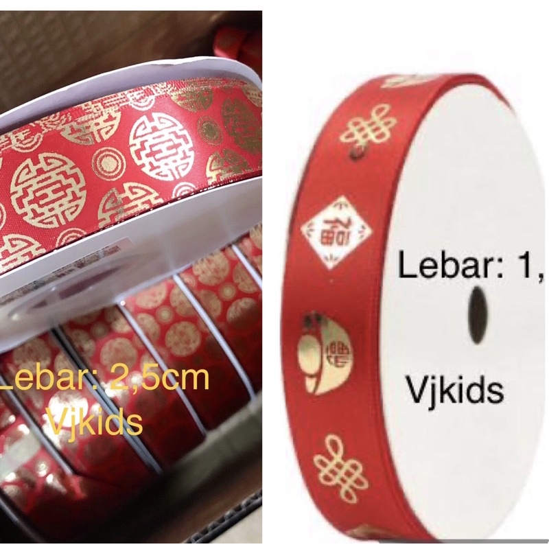 

100 yard (1 gulung besar= 91,44m) pita cny, pita nikahan, pita sangjit