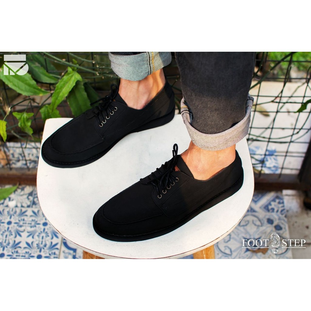 Sepatu Suede Hitam Vintage Klasik Pria/Cowok/Men/Laki Original Footwear | Hugo Black | FORIND x FSTP