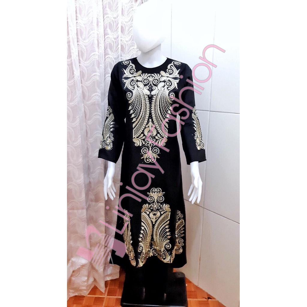 GAMIS HITAM BORDIR / GAMIS BORDIR TASIK / GAMIS ARAB / ABAYA HITAM BORDIR